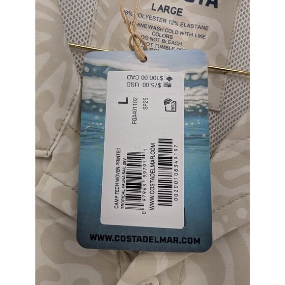 NWT Costa Camp Tech Woven Printed Shirt in Tropical Fauna Sail size Large - Picture 4 of 6